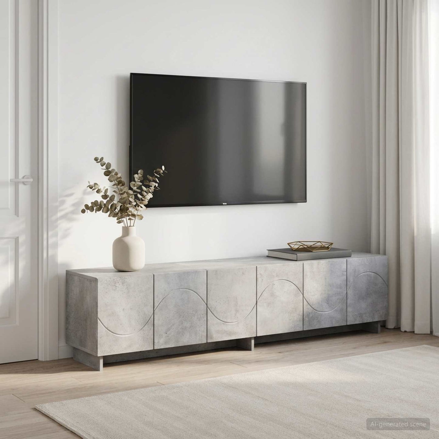 vidaXL TV Stand 180 x 34.5 x 40 cm Concrete Grey Engineered Wood