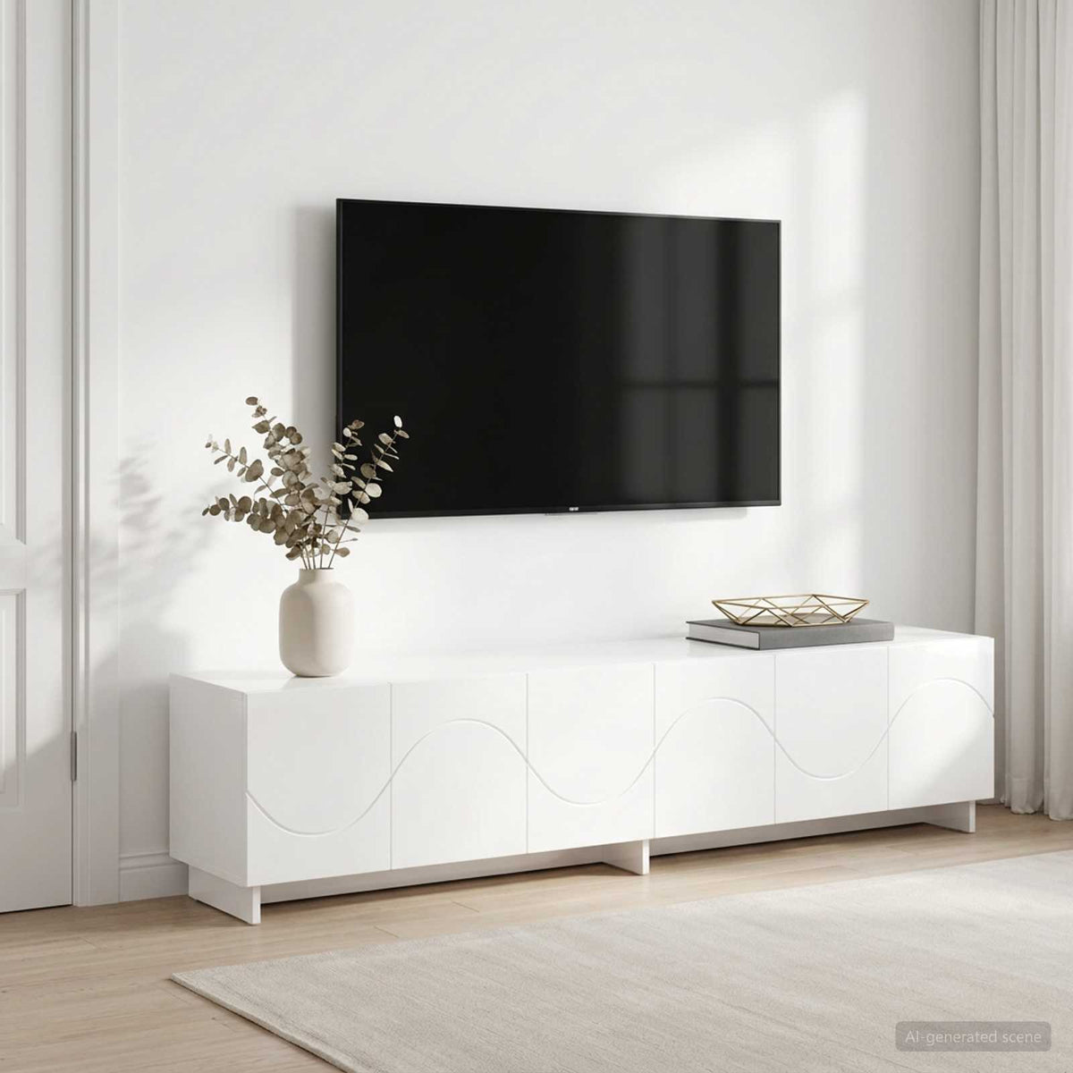 vidaXL TV Stand 180 x 34.5 x 40 cm High Gloss White Engineered Wood