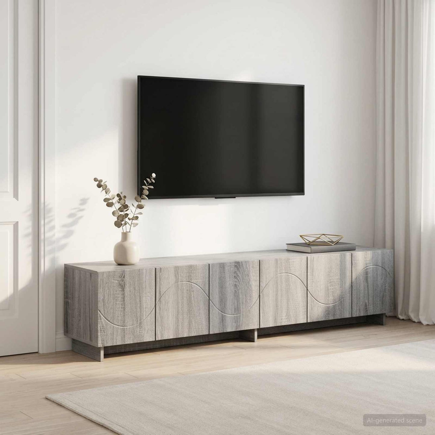 vidaXL TV Stand 180 x 34.5 x 40 cm Grey Sonoma Engineered Wood