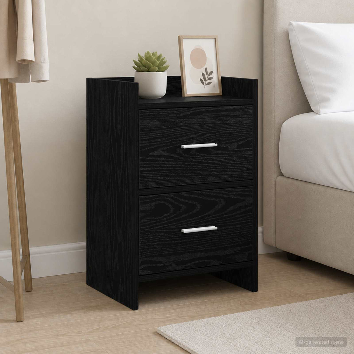 vidaXL Bedside Tables Black Oak 40 x 30 x 60 cm Engineered Wood