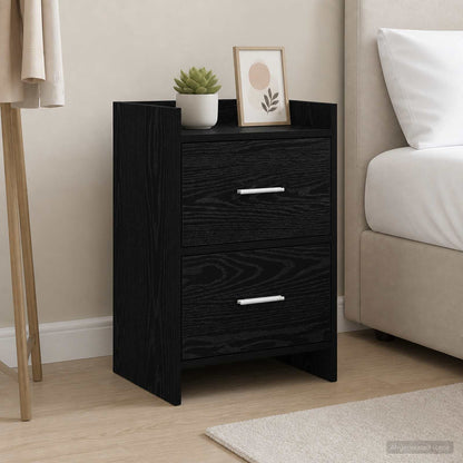 vidaXL Bedside Tables Black Oak 40 x 30 x 60 cm Engineered Wood