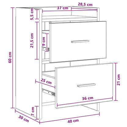 vidaXL Bedside Tables Old Wood 40 x 30 x 60 cm Engineered Wood