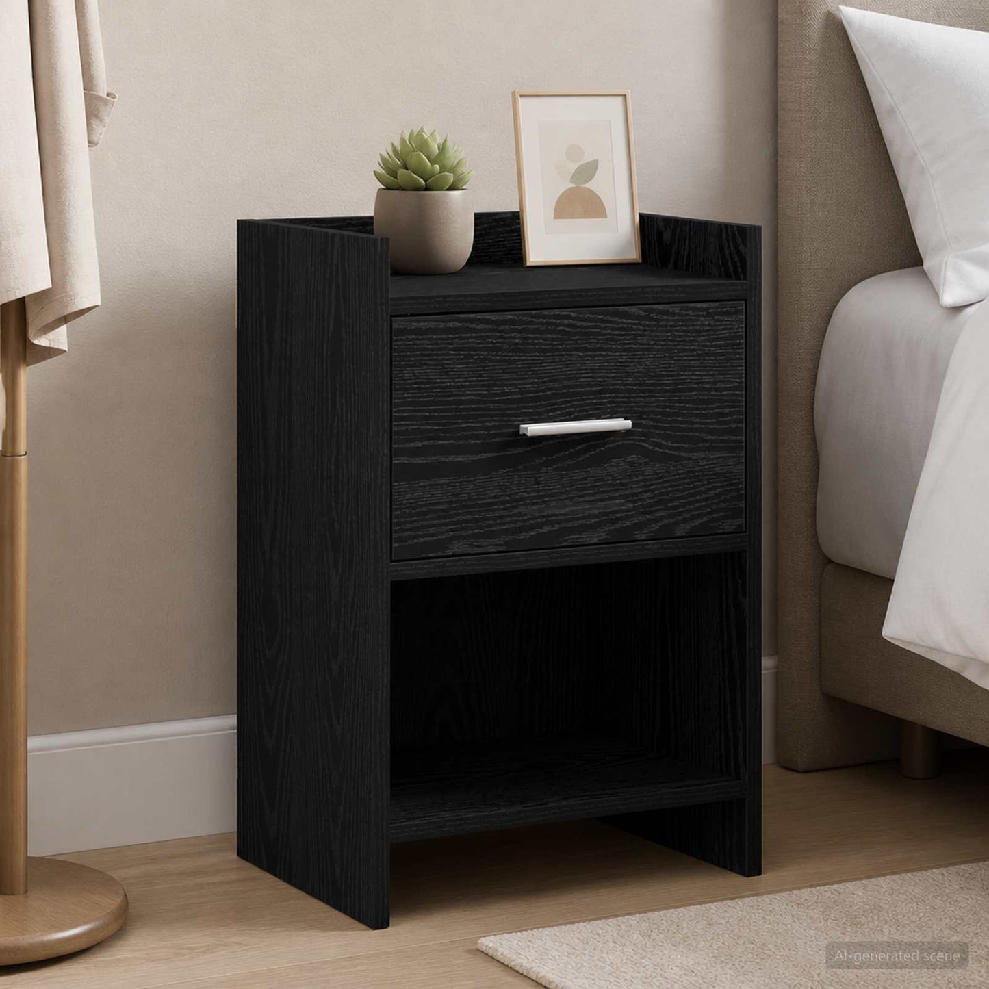 vidaXL Bedside Tables 2 pcs Black Oak 40 x 30 x 60 cm Engineered Wood