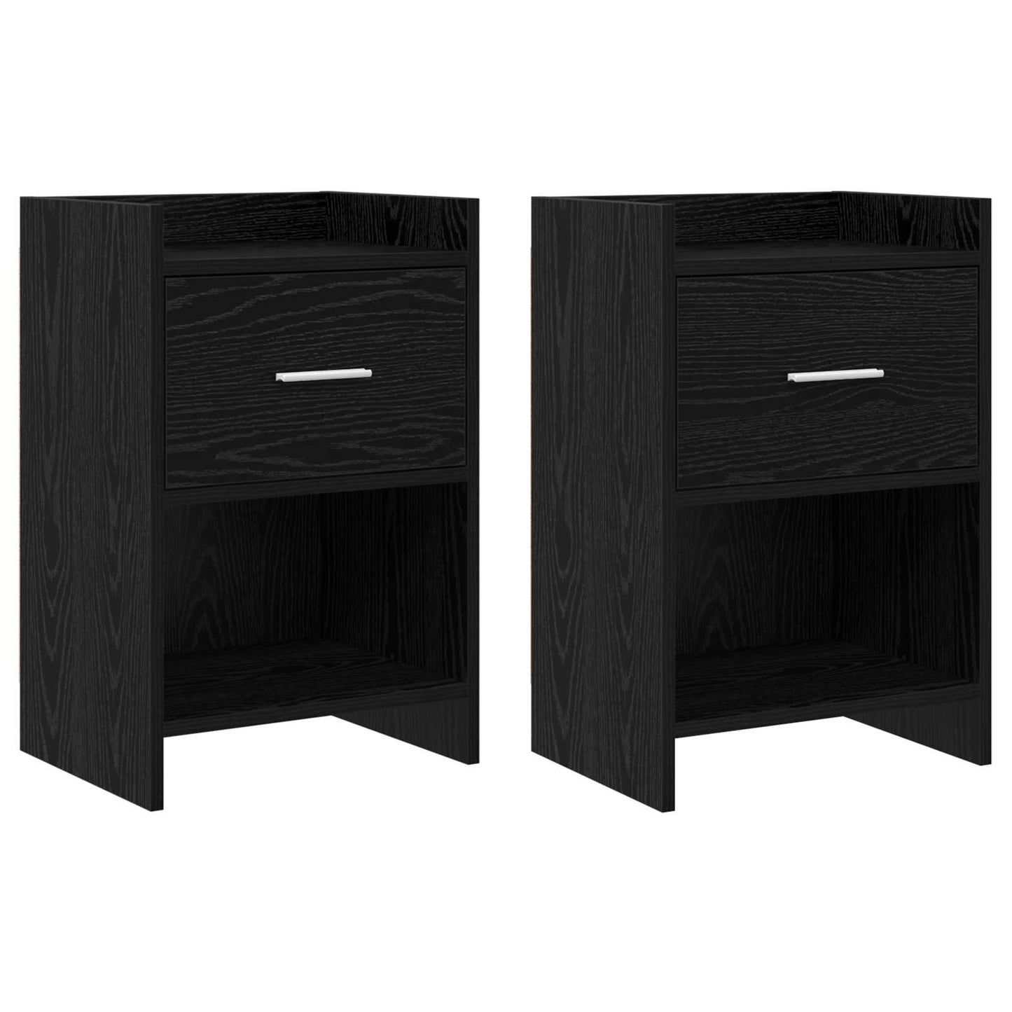 vidaXL Bedside Tables 2 pcs Black Oak 40 x 30 x 60 cm Engineered Wood