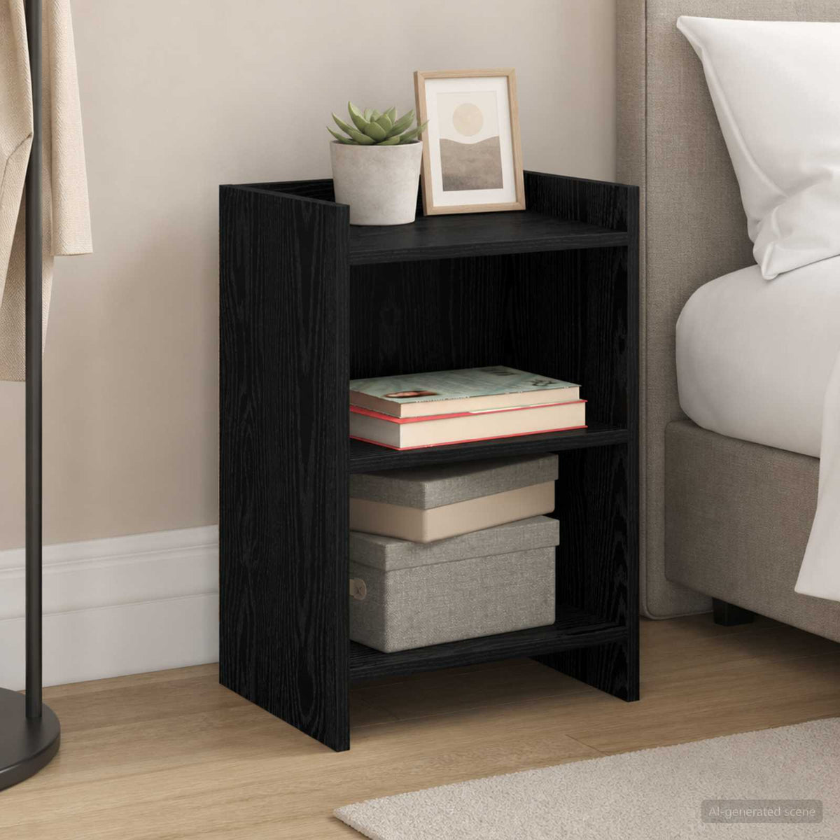 vidaXL Bedside Tables 2 pcs Black Oak 40 x 30 x 60 cm Engineered Wood