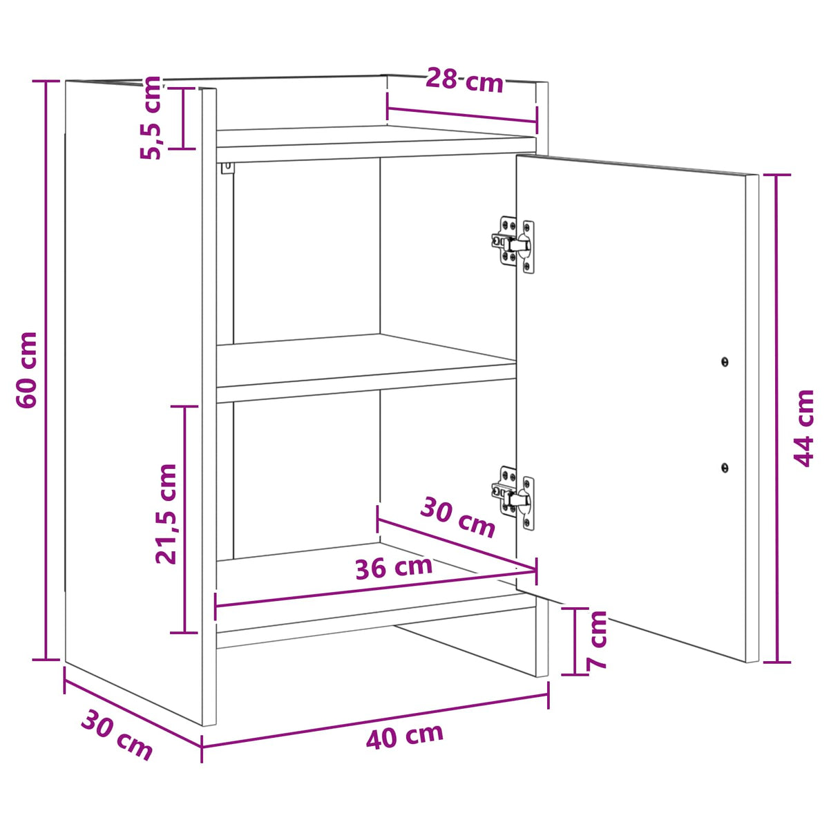 vidaXL Bedside Tables White 40 x 30 x 60 cm Engineered Wood