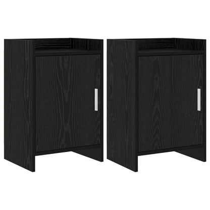 vidaXL Bedside Tables 2 pcs Black Oak 40 x 30 x 60 cm Engineered Wood