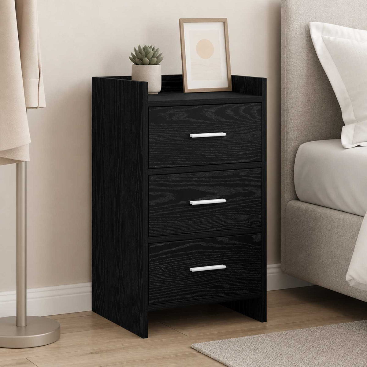 vidaXL Bedside Tables Black Oak 40 x 36 x 70 cm Engineered Wood