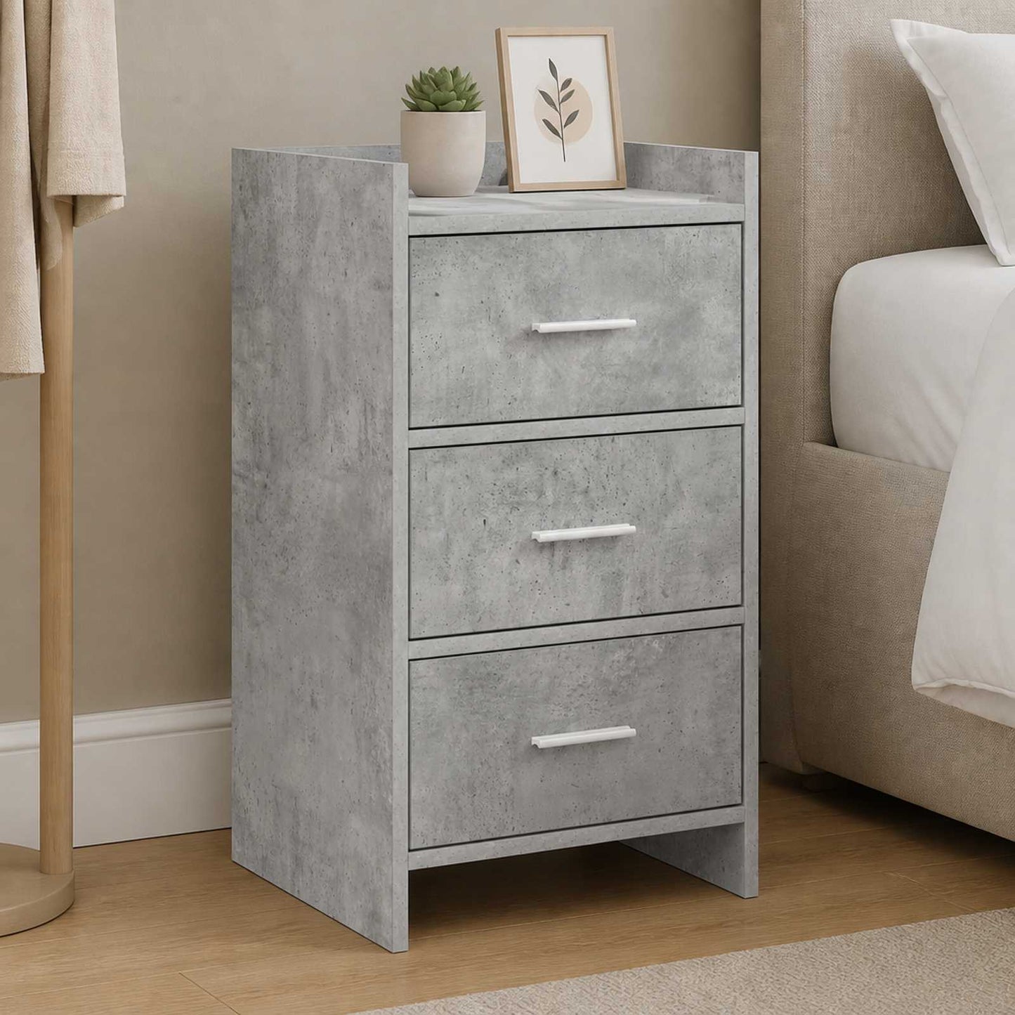 vidaXL Bedside Tables Concrete Grey 40 x 36 x 70 cm Engineered Wood