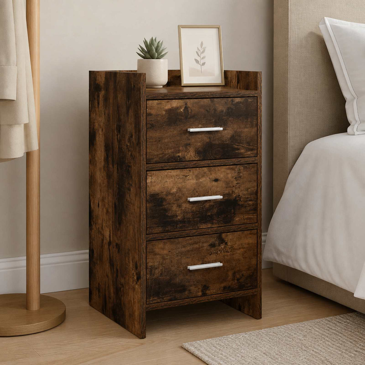 vidaXL Bedside Tables Smoked Oak 40 x 36 x 70 cm Engineered Wood