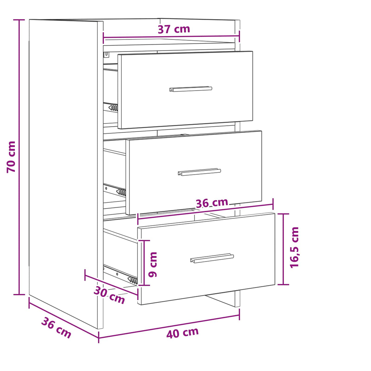 vidaXL Bedside Tables Old Wood 40 x 36 x 70 cm Engineered Wood