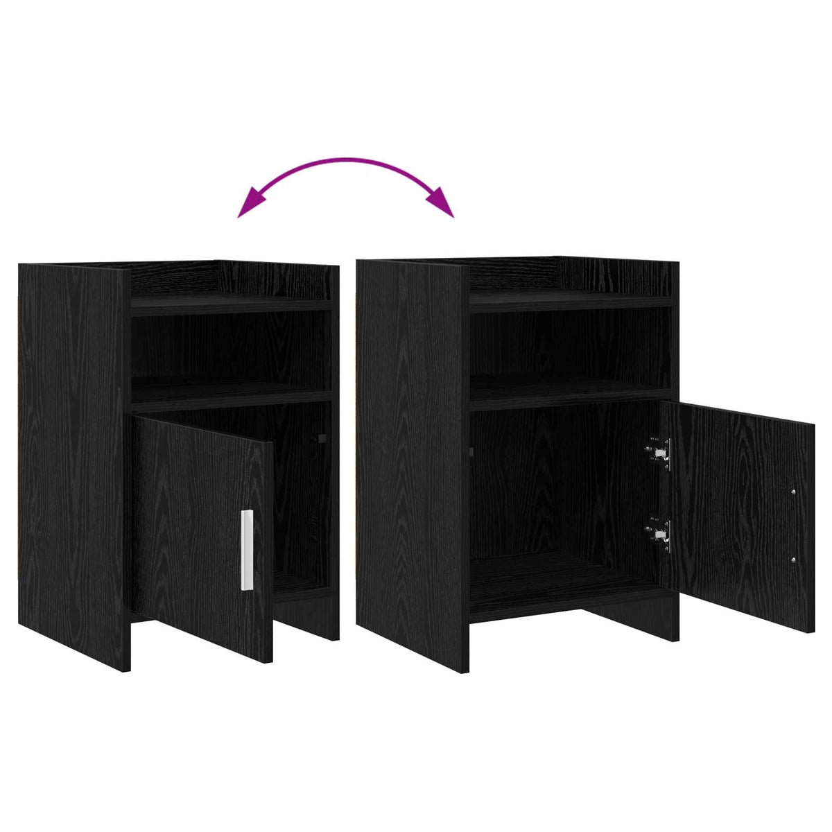 vidaXL Bedside Tables Black Oak 40 x 36 x 60 cm Engineered Wood