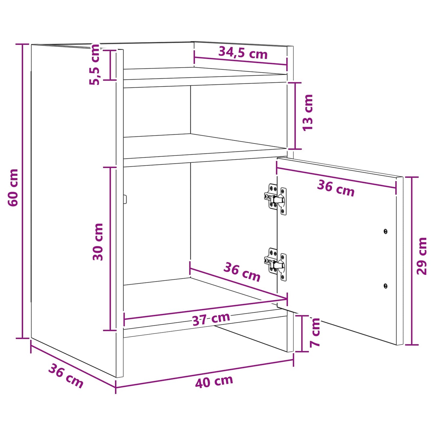 vidaXL Bedside Tables Grey Sonoma 40 x 36 x 60 cm Engineered Wood