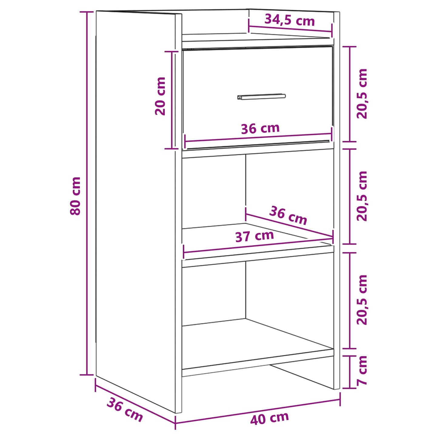 vidaXL Sideboard White 40 x 36 x 80 cm Engineered Wood