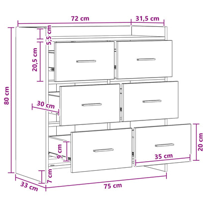 vidaXL Sideboard Old Wood 75 x 33 x 80 cm Engineered Wood