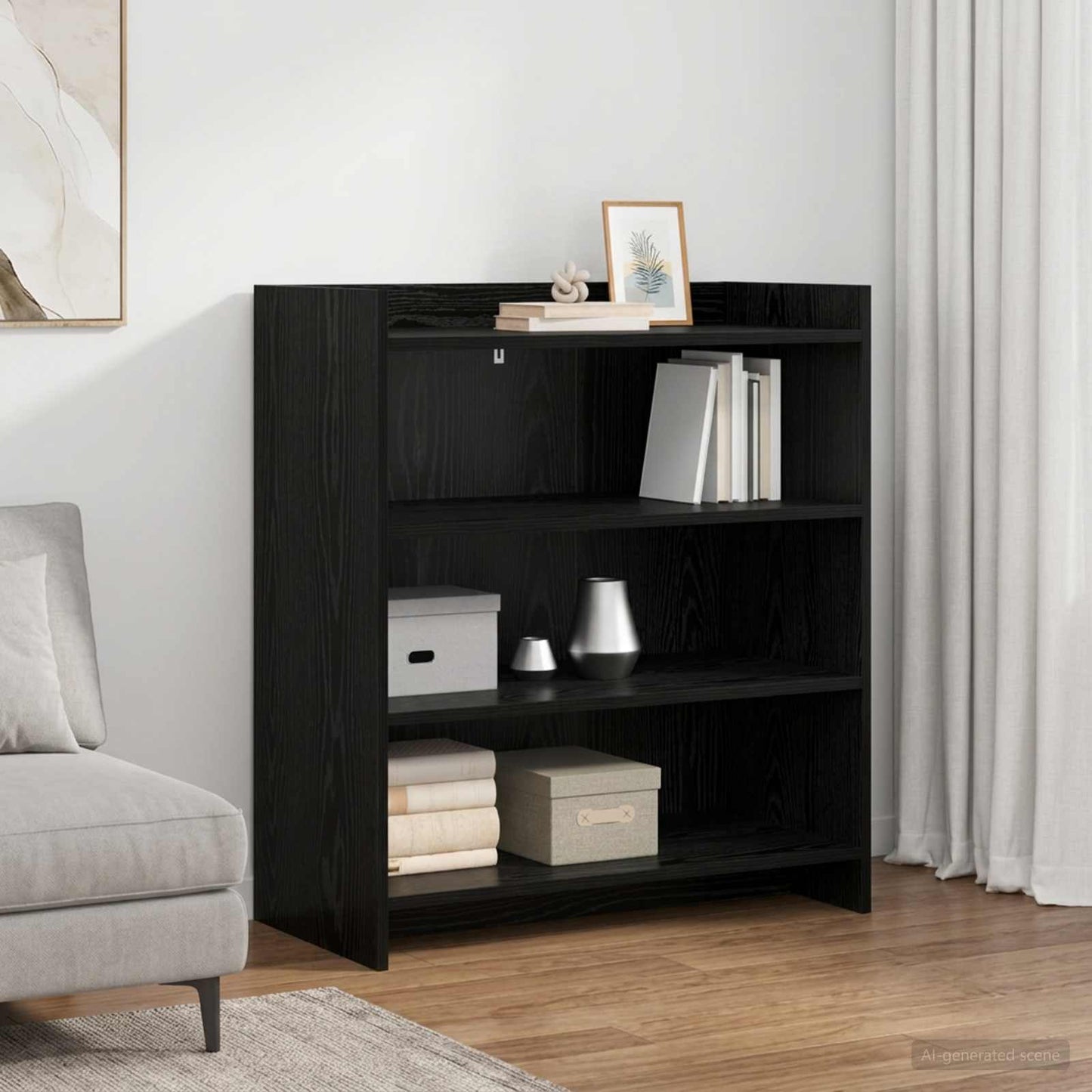 vidaXL Sideboard Black Oak 75 x 36 x 80 cm Engineered Wood