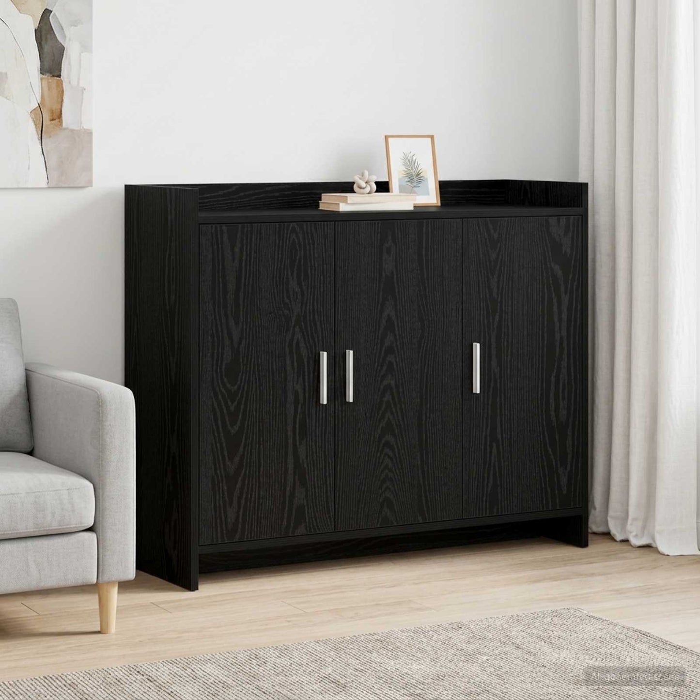 vidaXL Sideboard Black Oak 98.5 x 33 x 80 cm Engineered Wood