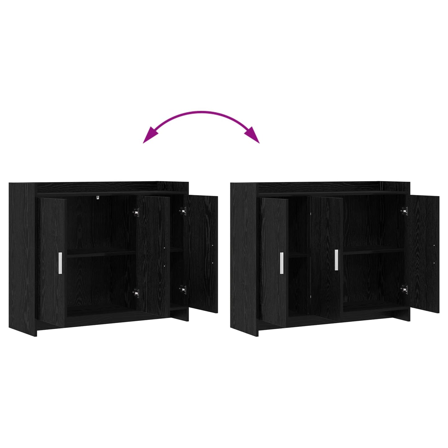 vidaXL Sideboard Black Oak 98.5 x 33 x 80 cm Engineered Wood
