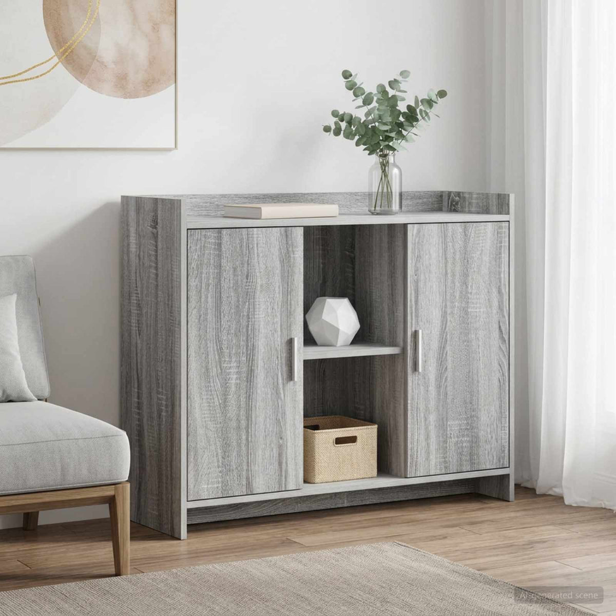 vidaXL Sideboard Grey Sonoma 98.5 x 33 x 80 cm Engineered Wood