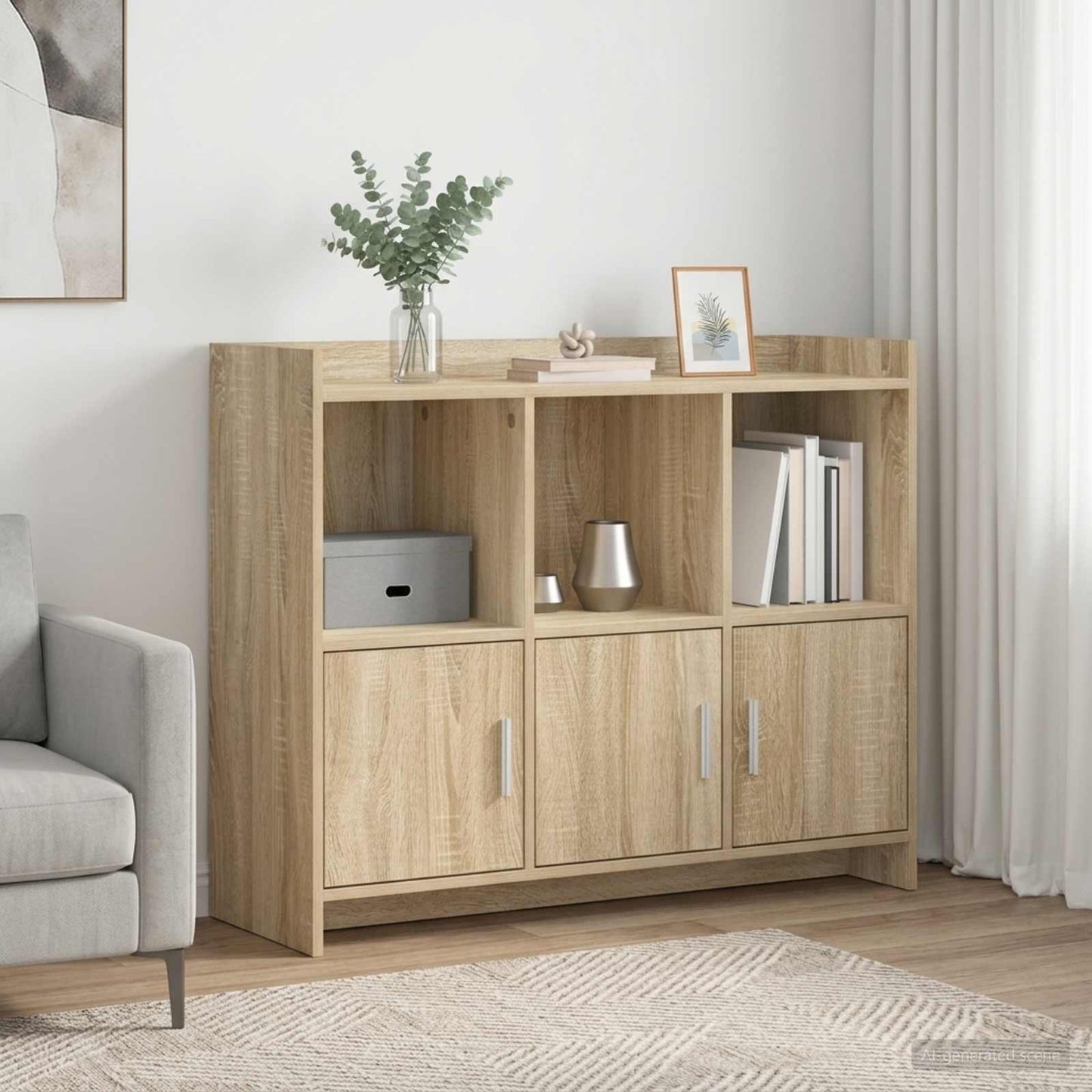 vidaXL Sideboard Sonoma Oak 98.5 x 33 x 80 cm Engineered Wood