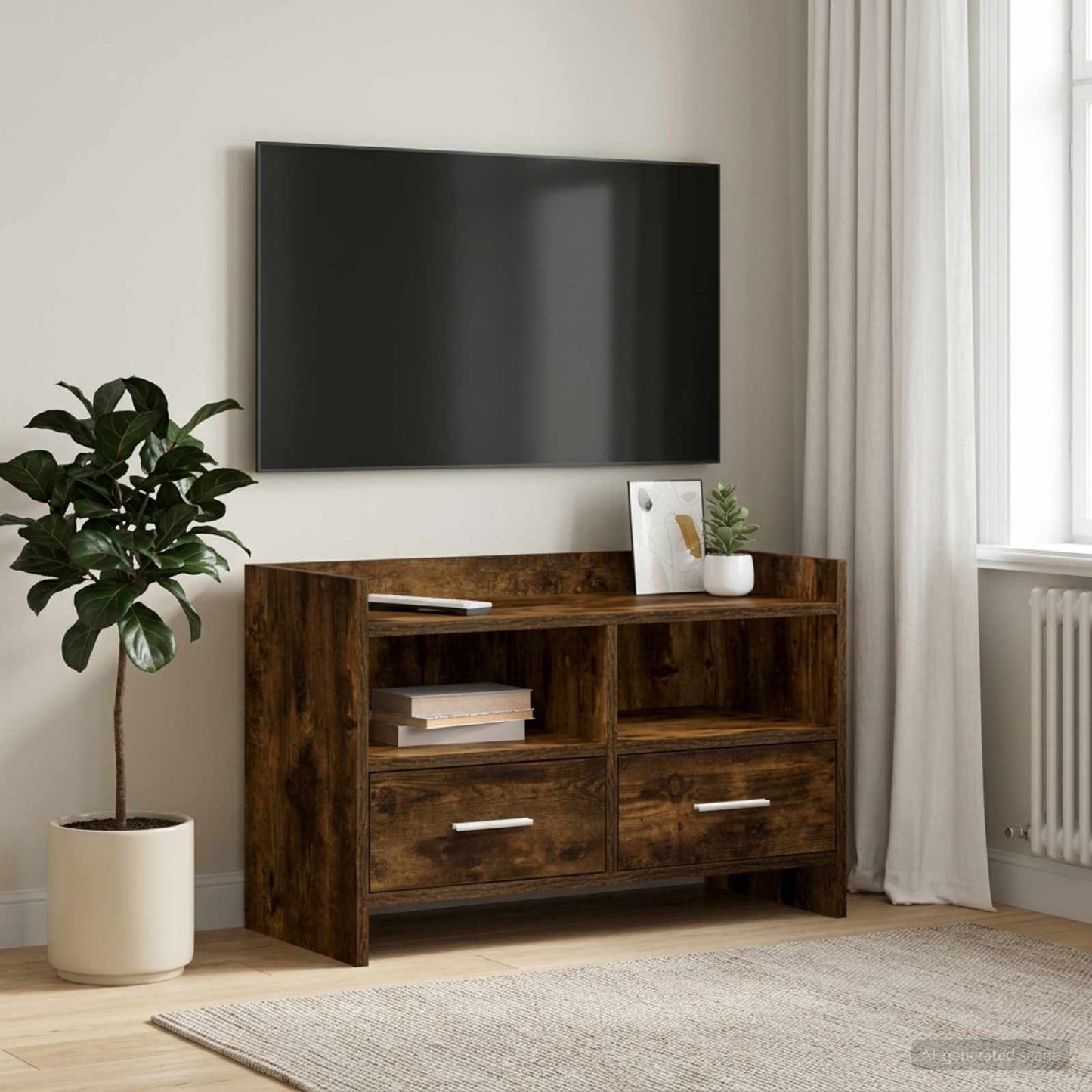 vidaXL TV Cabinet 71.5 x 33 x 47 cm Smoked Oak Engineered Wood
