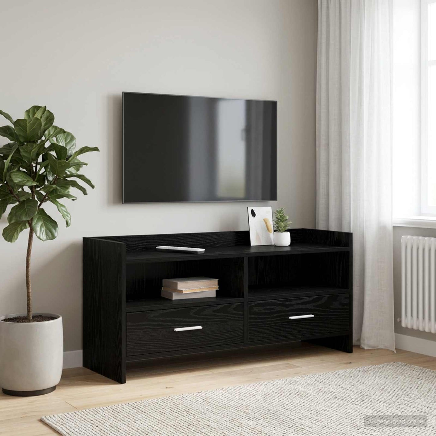 vidaXL TV Cabinet 100 x 33 x 47 cm Black Oak Engineered Wood
