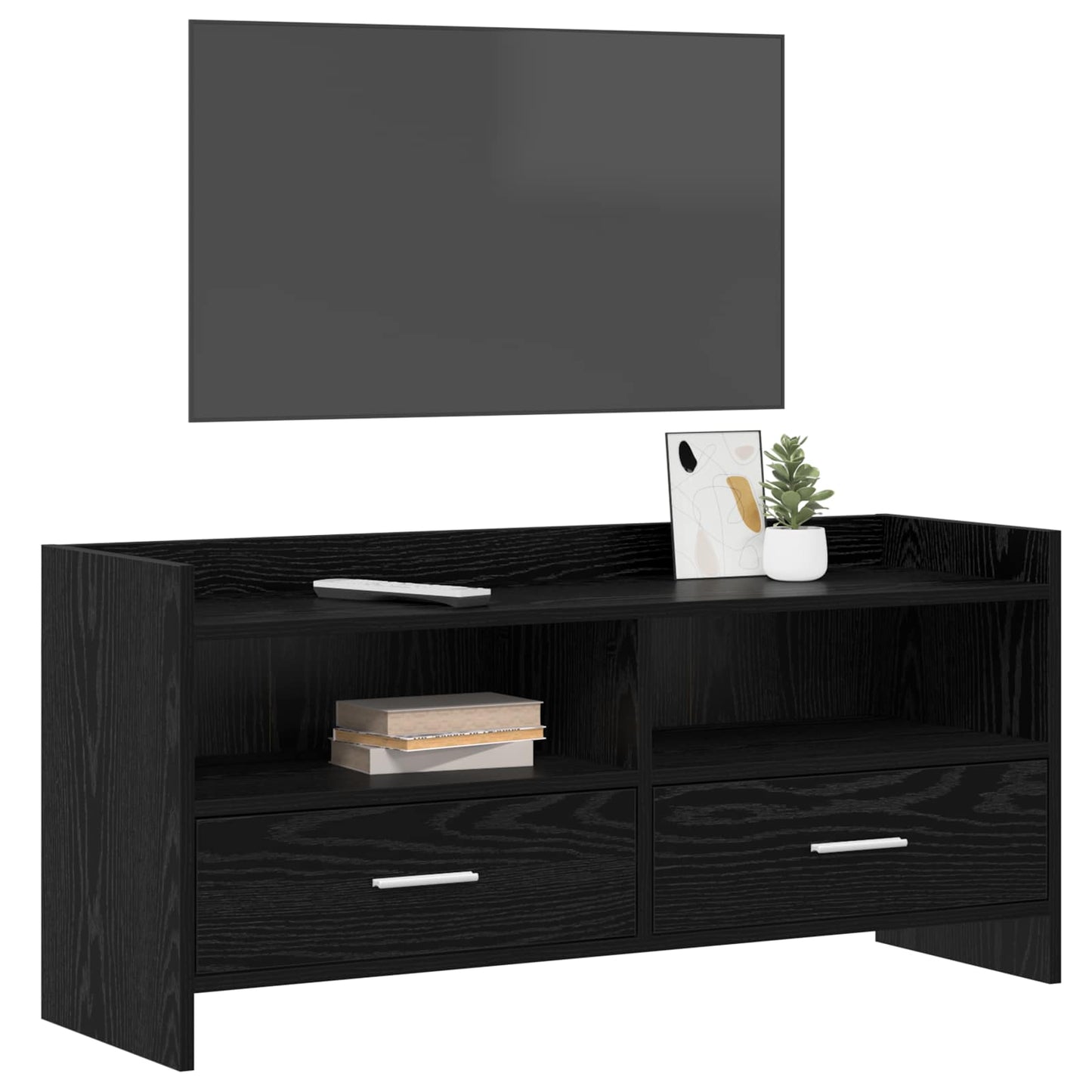vidaXL TV Cabinet 100 x 33 x 47 cm Black Oak Engineered Wood