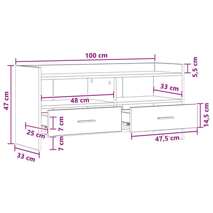 vidaXL TV Cabinet 100 x 33 x 47 cm Grey Sonoma Engineered Wood