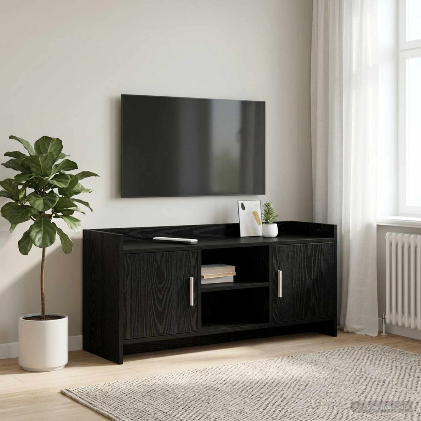 vidaXL TV Cabinet 102 x 33 x 47 cm Black Oak Engineered Wood