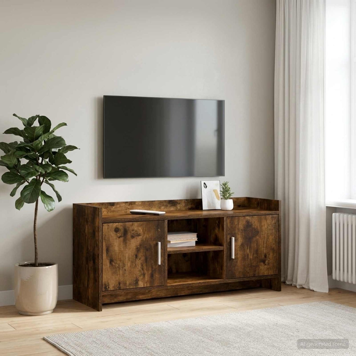 vidaXL TV Cabinet 102 x 33 x 47 cm Smoked Oak Engineered Wood