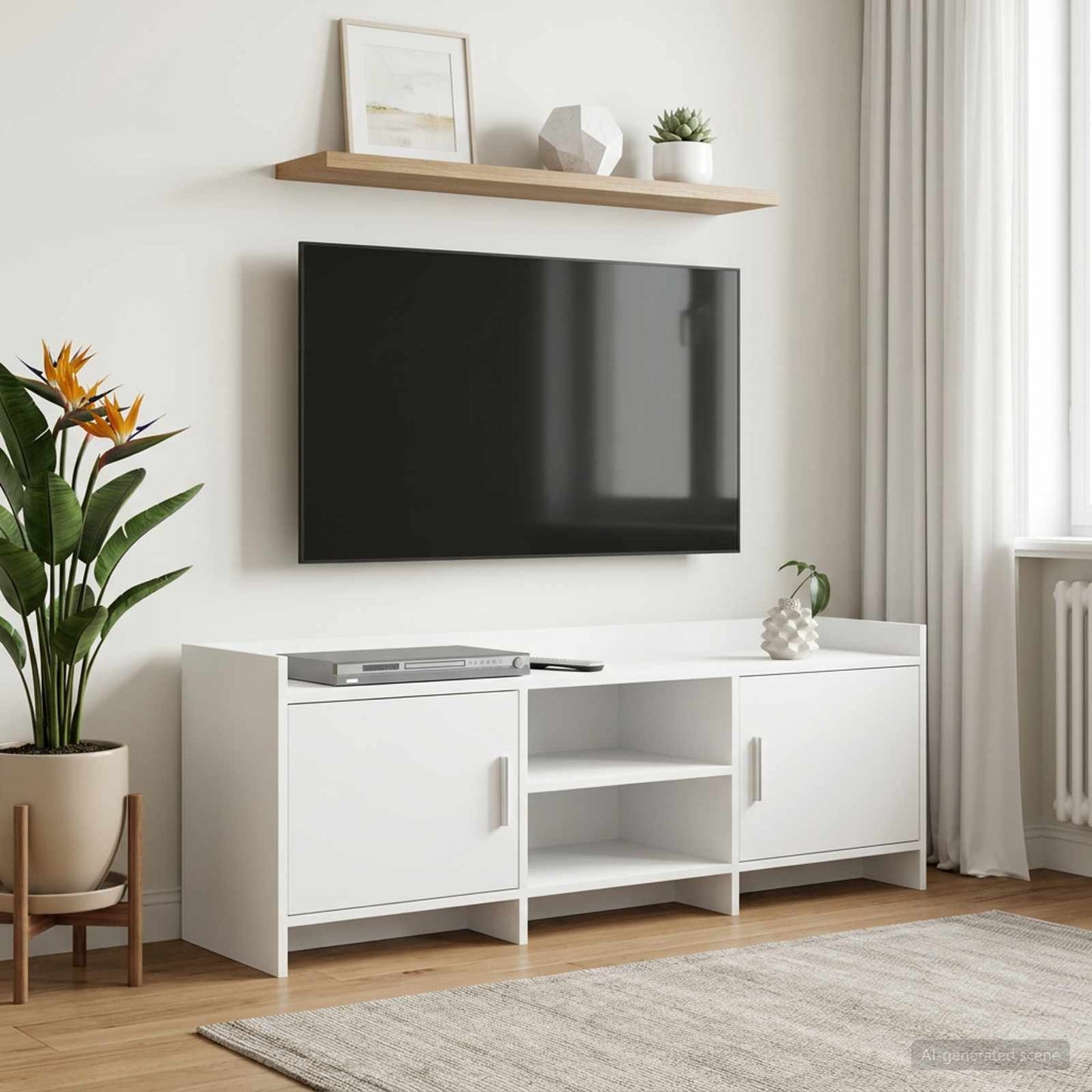 vidaXL TV Cabinet 130 x 33 x 47 cm White Engineered Wood