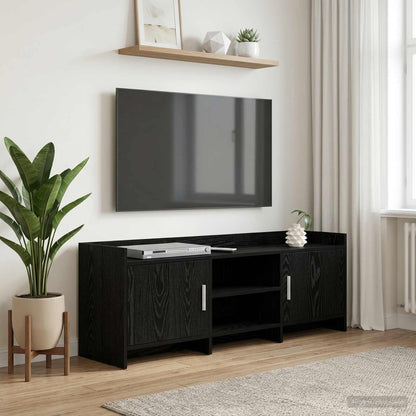 vidaXL TV Cabinet 130 x 33 x 47 cm Black Oak Engineered Wood