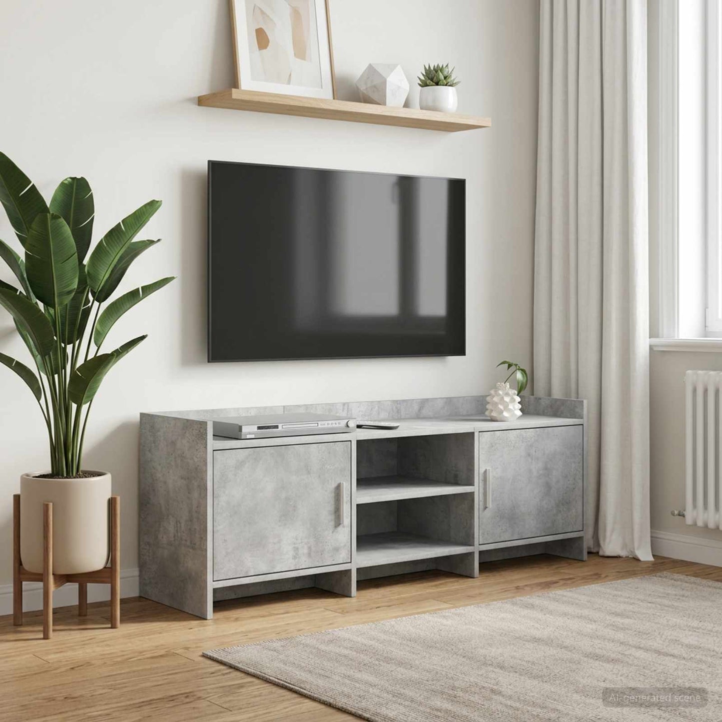 vidaXL TV Cabinet 130 x 33 x 47 cm Concrete Grey Engineered Wood