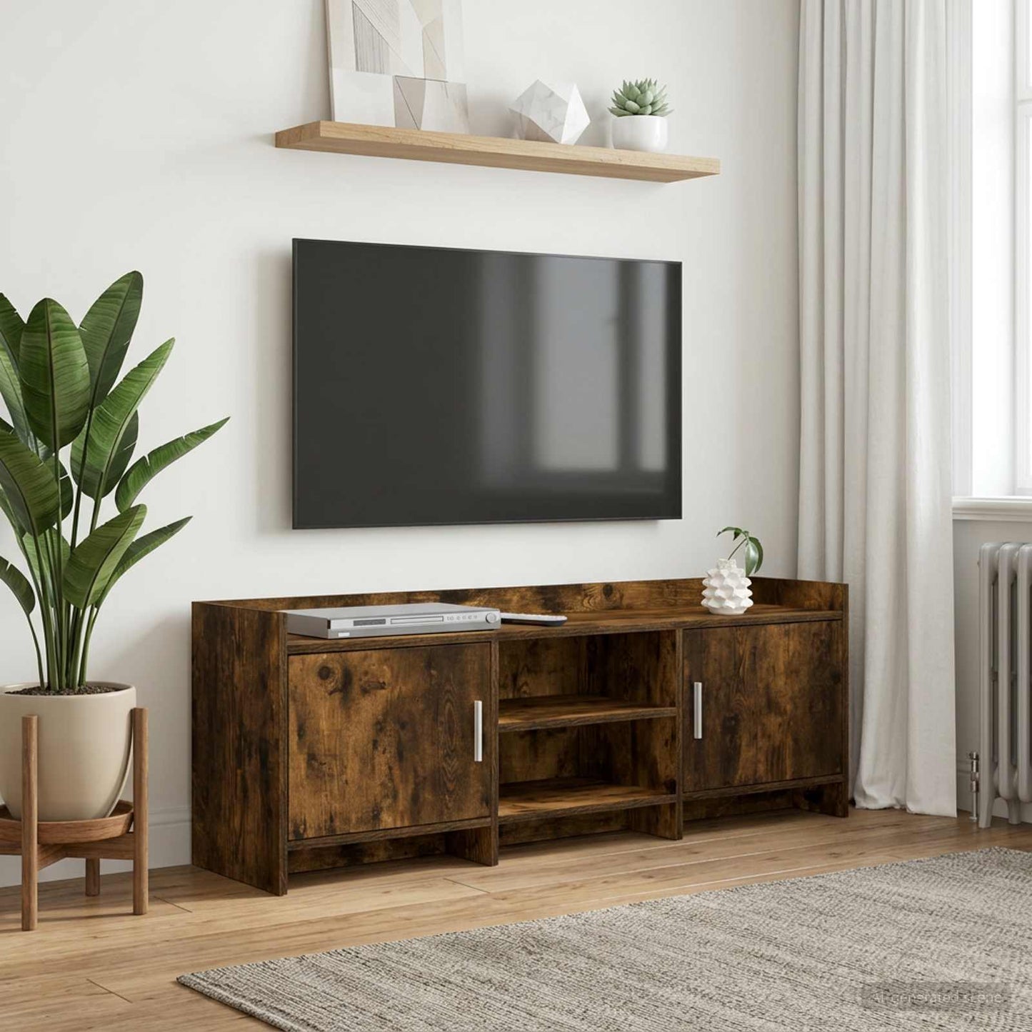 vidaXL TV Cabinet 130 x 33 x 47 cm Smoked Oak Engineered Wood