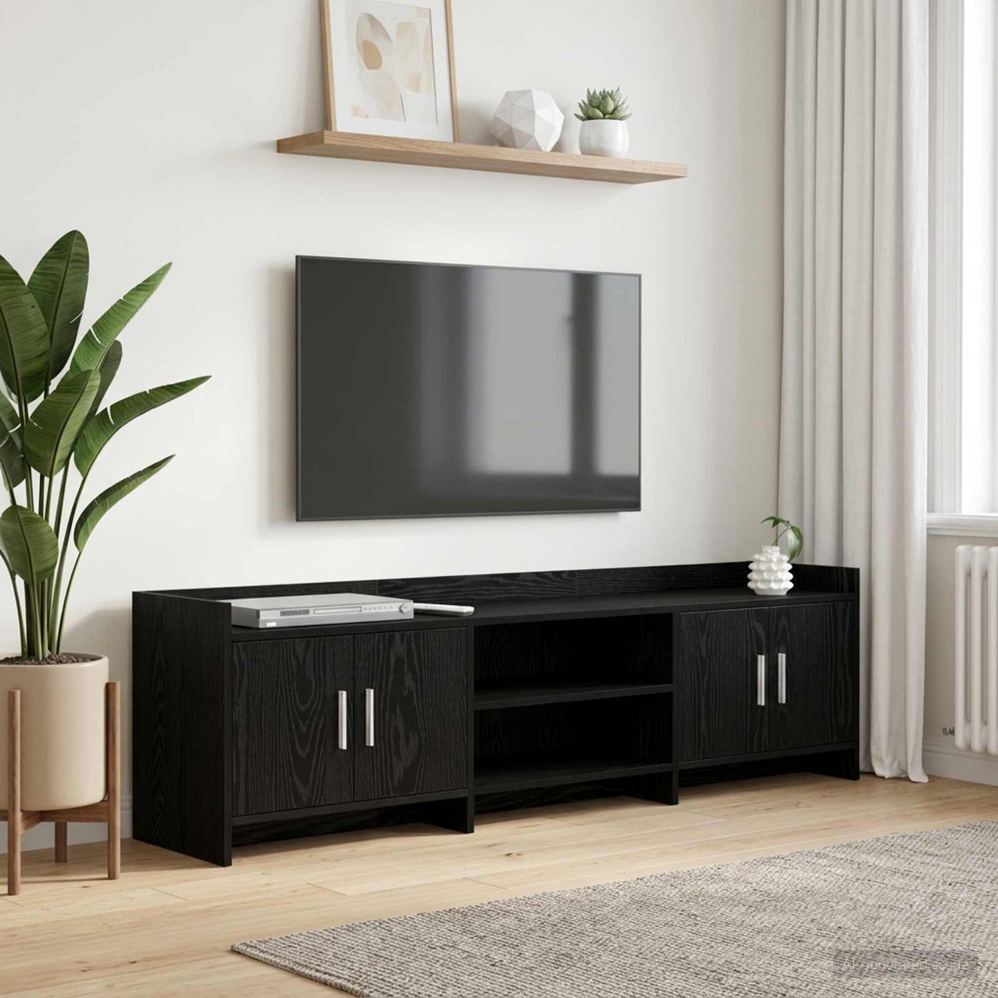 vidaXL TV Cabinet 168 x 33 x 47 cm Black Oak Engineered Wood