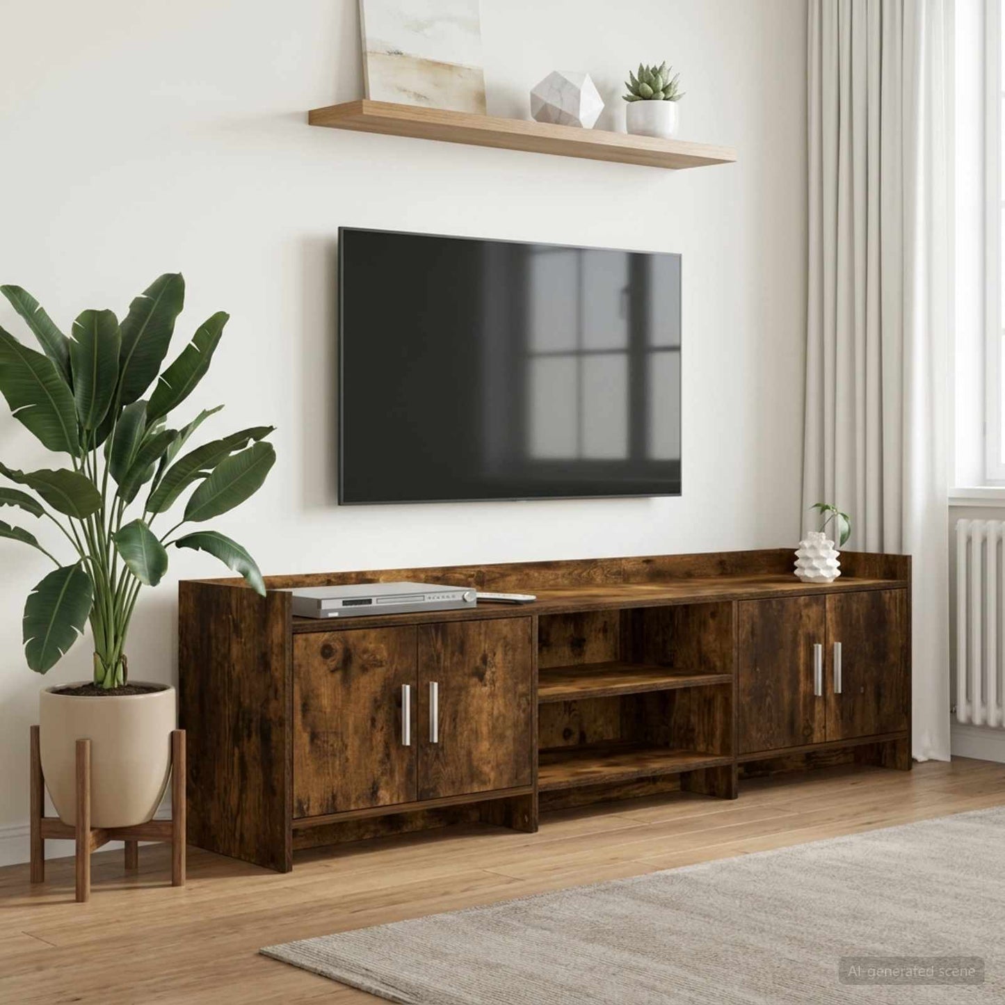 vidaXL TV Cabinet 168 x 33 x 47 cm Smoked Oak Engineered Wood