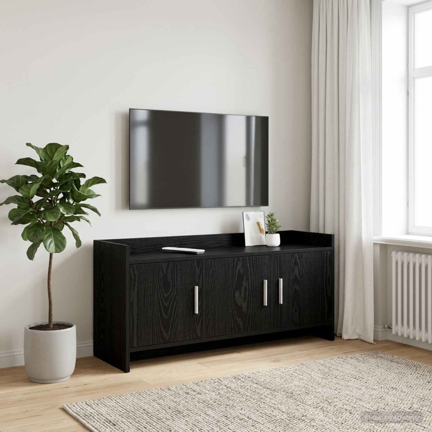 vidaXL TV Cabinet 102 x 33 x 47 cm Black Oak Engineered Wood