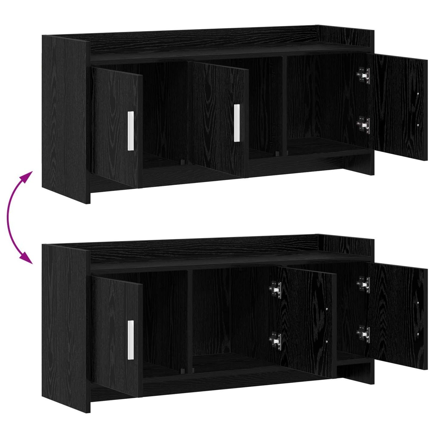 vidaXL TV Cabinet 102 x 33 x 47 cm Black Oak Engineered Wood
