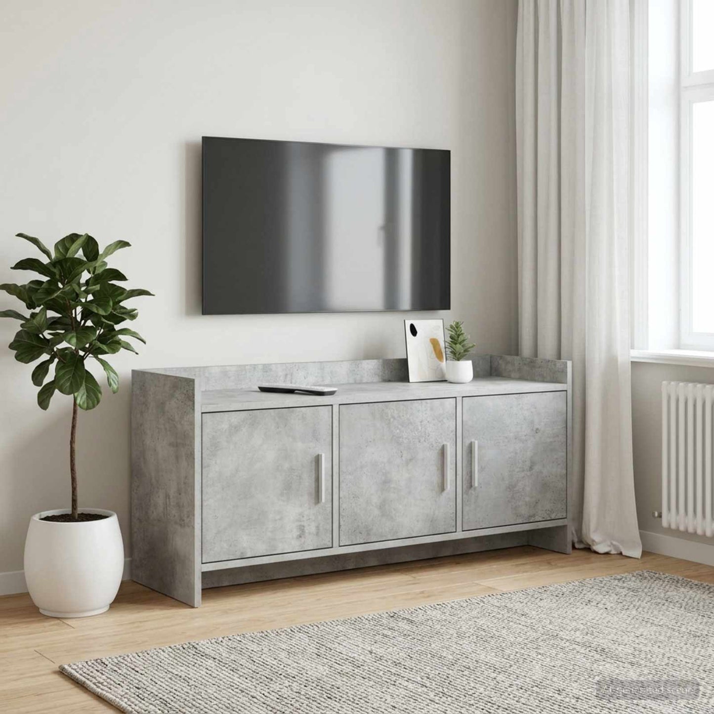 vidaXL TV Cabinet 102 x 33 x 47 cm Concrete Grey Engineered Wood