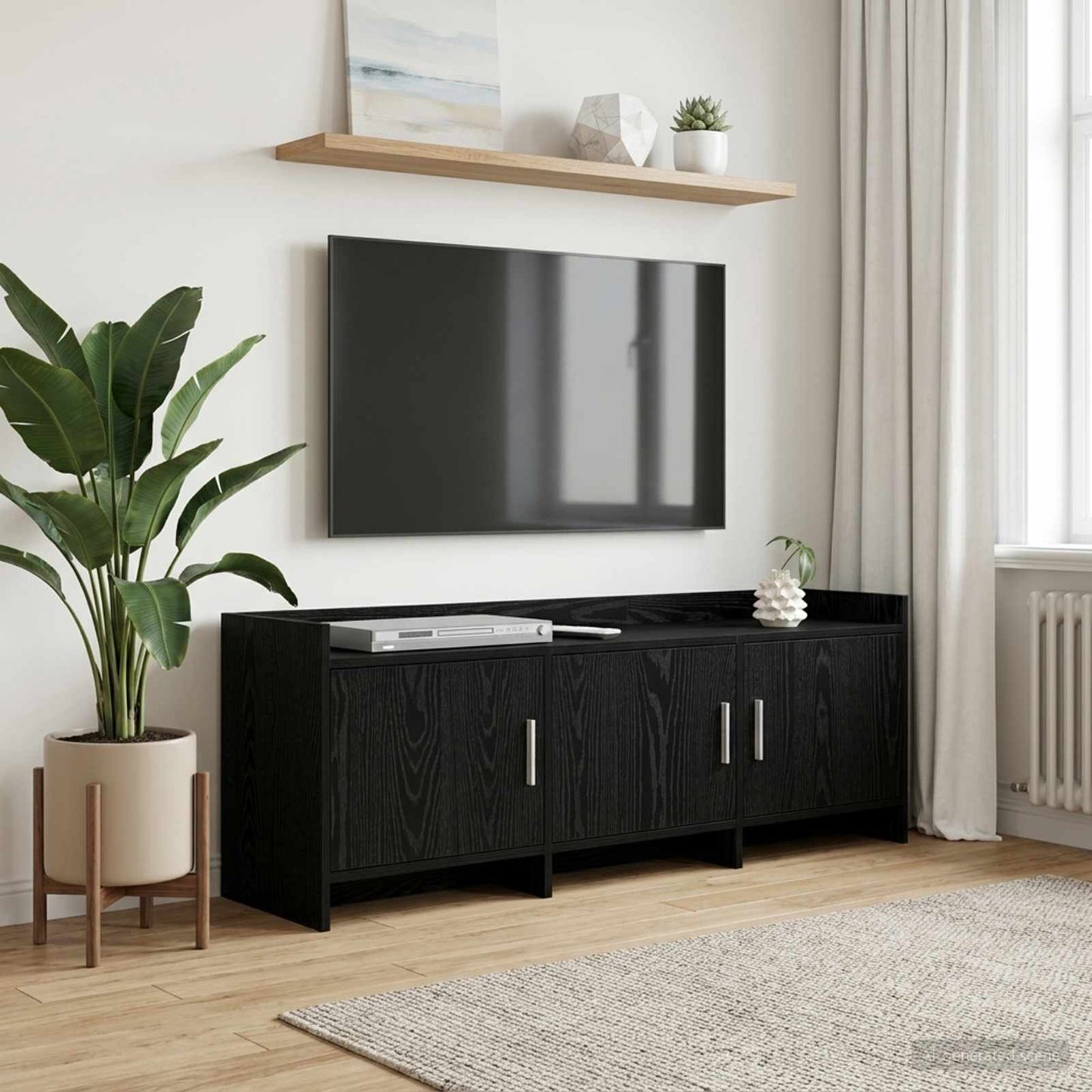 vidaXL TV Cabinet 130 x 33 x 47 cm Black Oak Engineered Wood