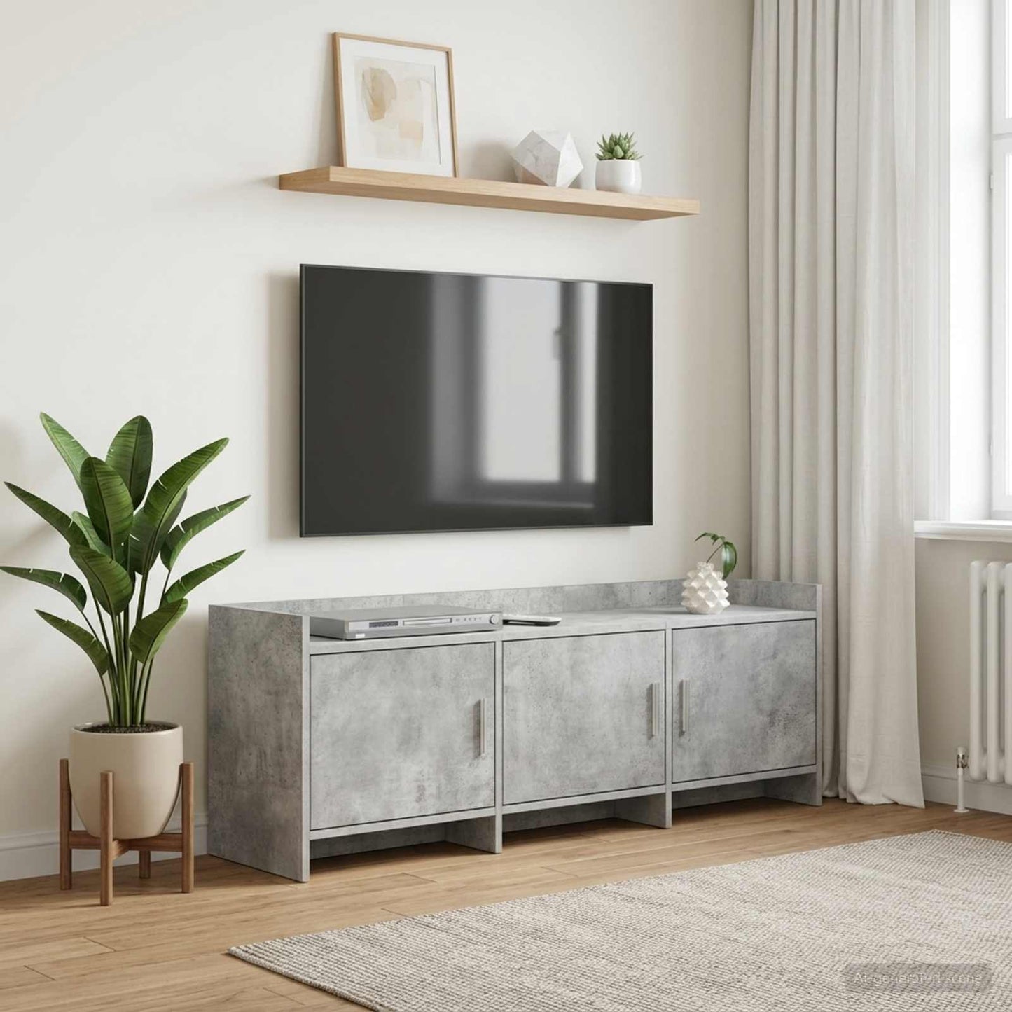 vidaXL TV Cabinet 130 x 33 x 47 cm Concrete Grey Engineered Wood