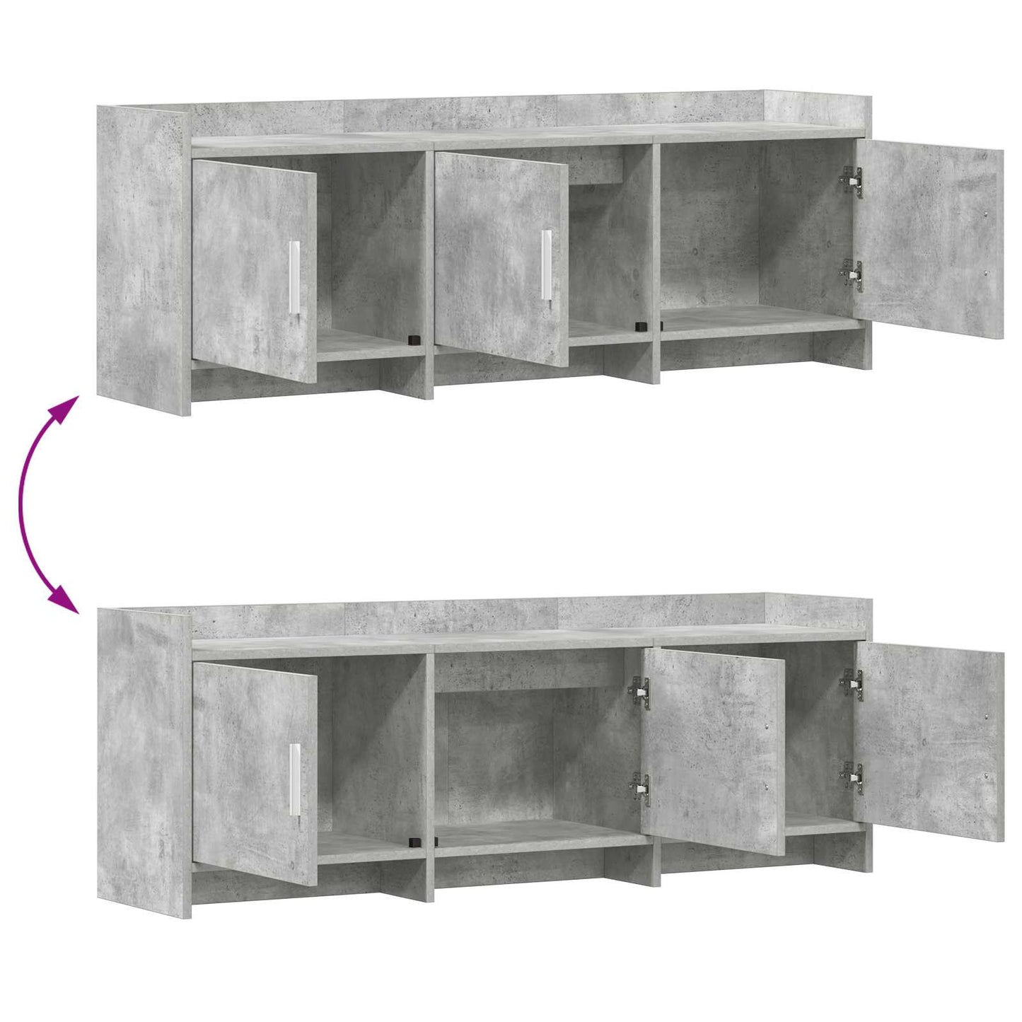 vidaXL TV Cabinet 130 x 33 x 47 cm Concrete Grey Engineered Wood