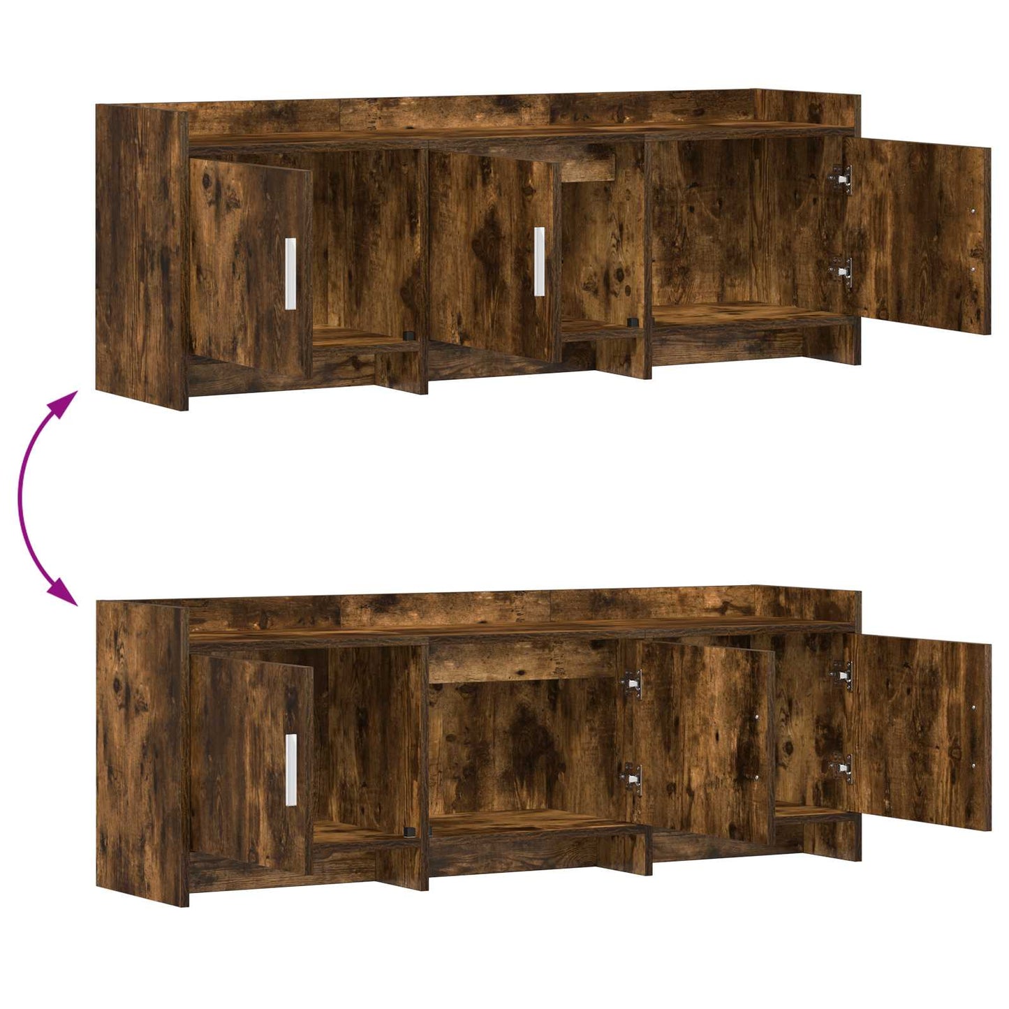 vidaXL TV Cabinet 130 x 33 x 47 cm Smoked Oak Engineered Wood
