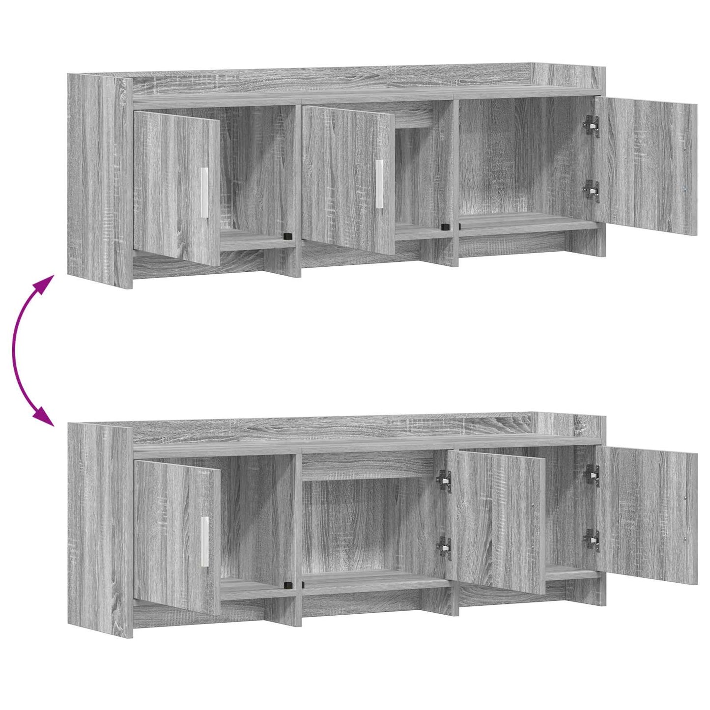 vidaXL TV Cabinet 130 x 33 x 47 cm Grey Sonoma Engineered Wood