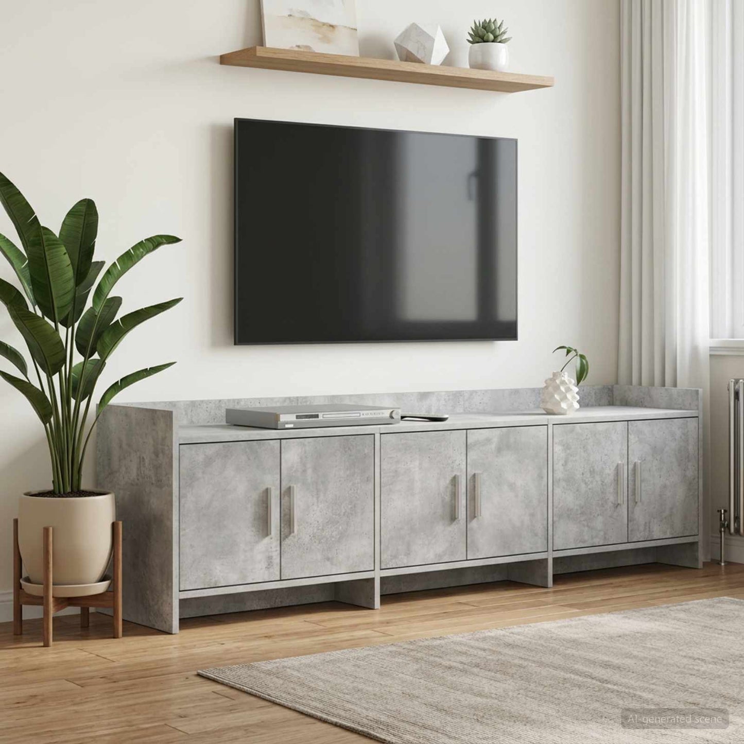 vidaXL TV Cabinet 168 x 33 x 47 cm Concrete Grey Engineered Wood