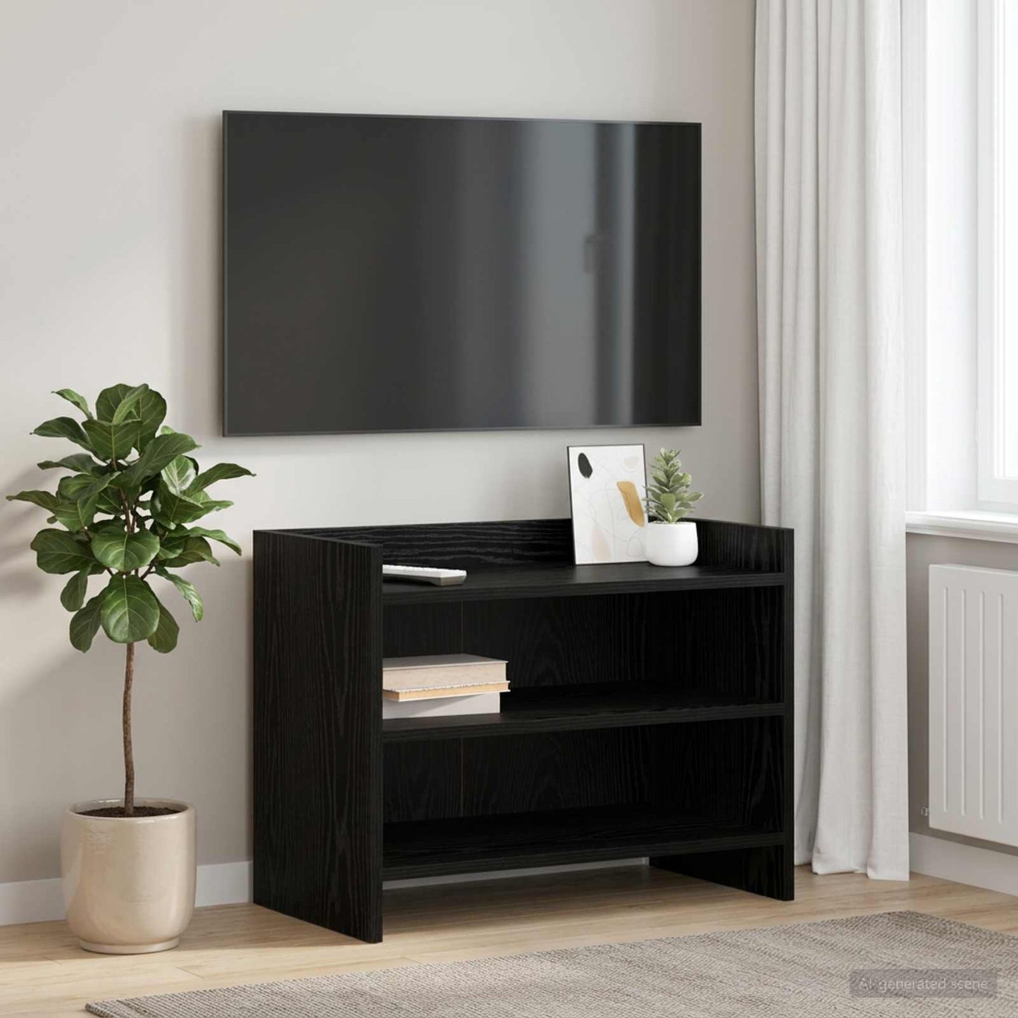 vidaXL TV Cabinet 60 x 33 x 47 cm Black Oak Engineered Wood