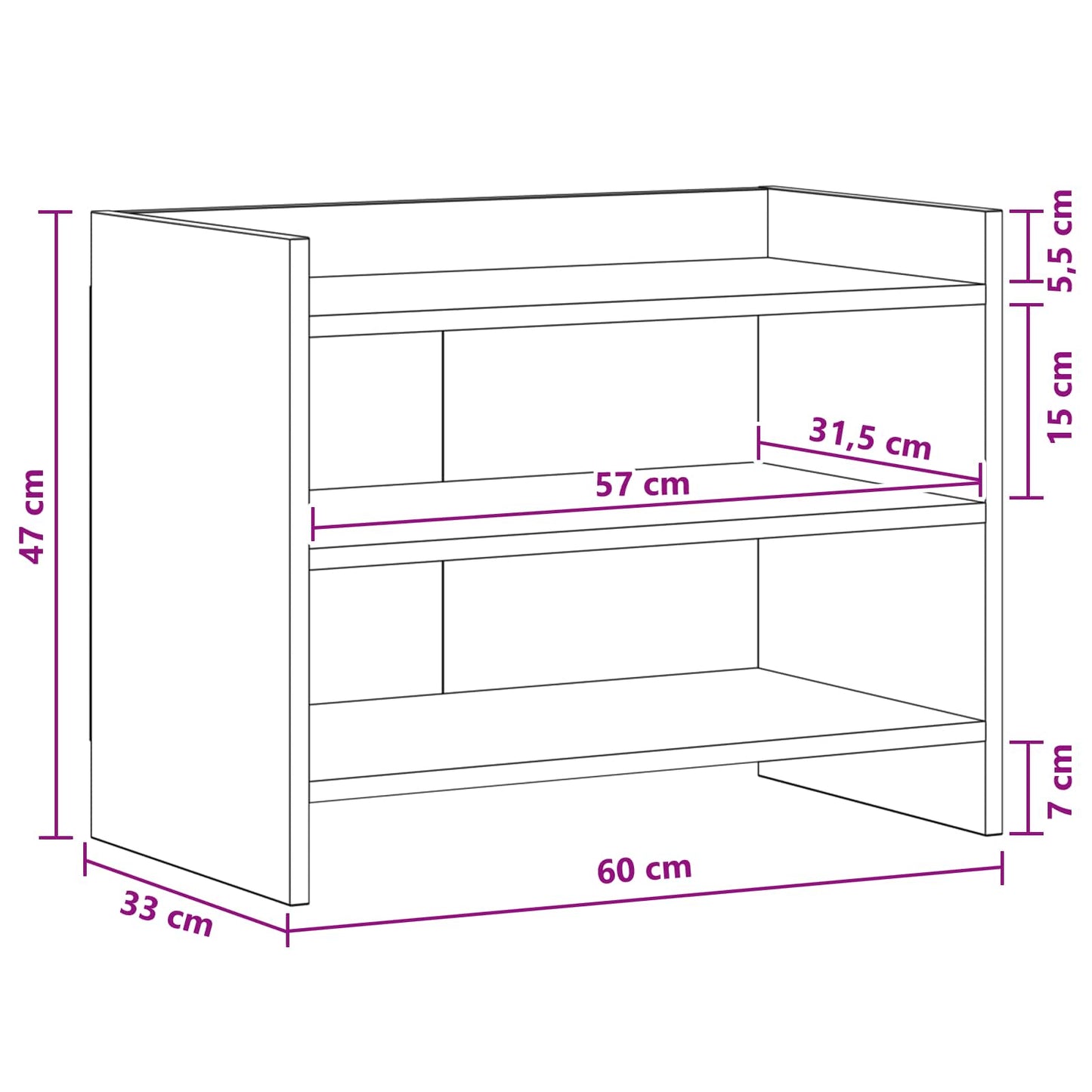 vidaXL TV Cabinet 60 x 33 x 47 cm Artisan Oak Engineered Wood