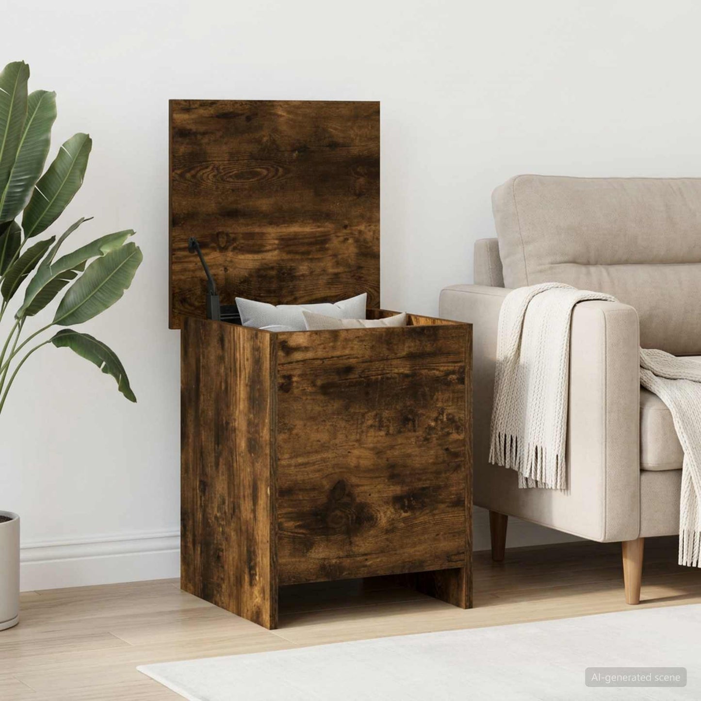 vidaXL Storage Chest Smoked Oak 40 x 40 x 50 cm Engineered Wood