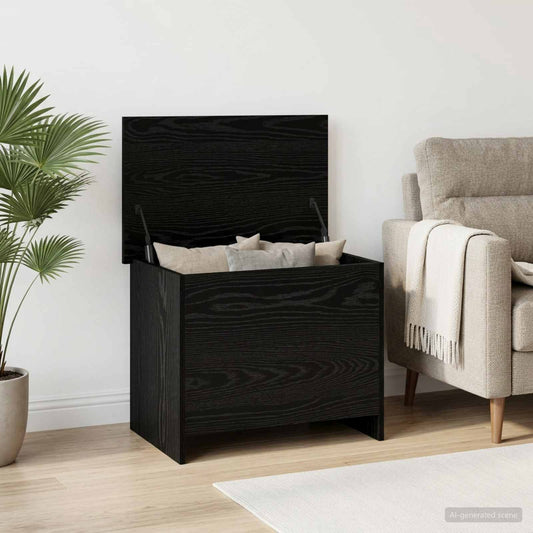 vidaXL Storage Chest Black Oak 60 x 40 x 50 cm Engineered Wood