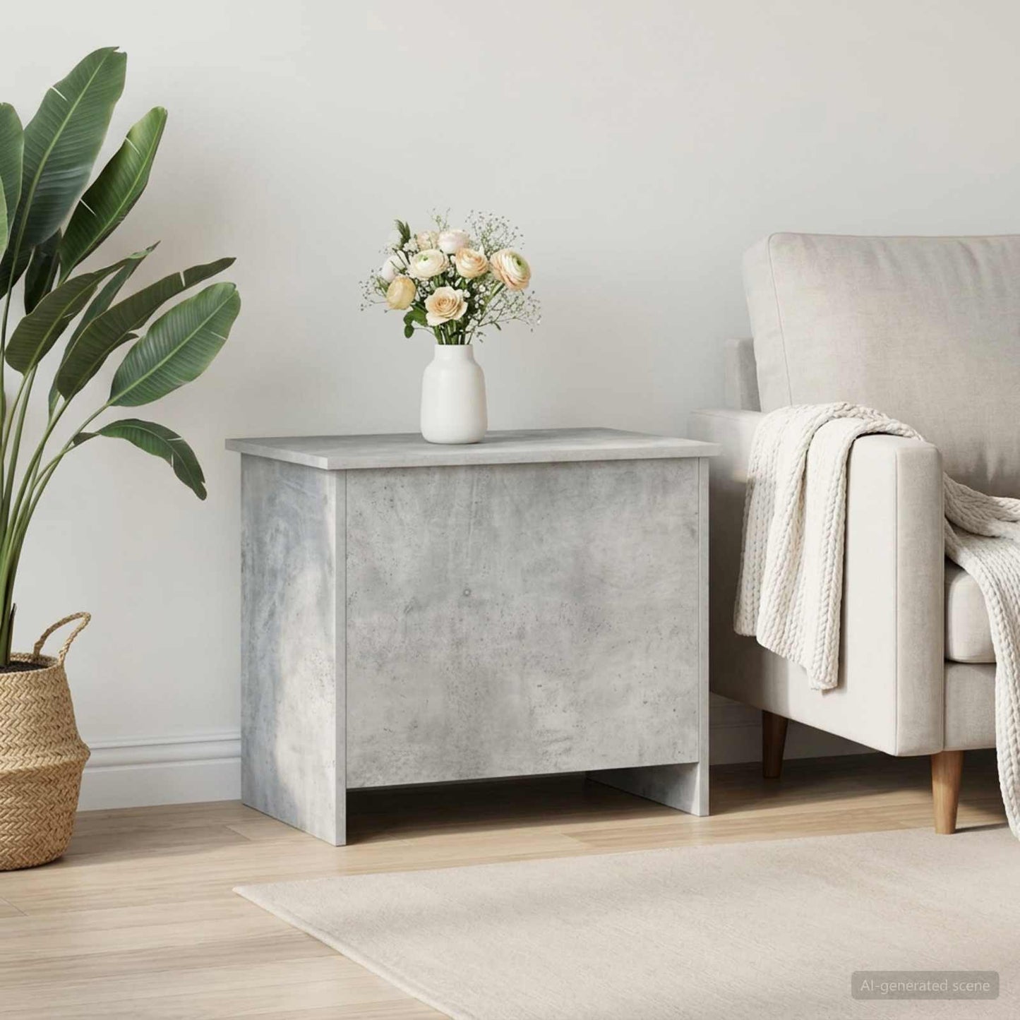 vidaXL Storage Chest Concrete Grey 60 x 40 x 50 cm Engineered Wood